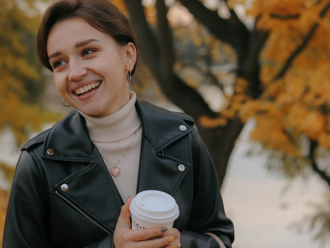 Portrait of a smiling woman journalist